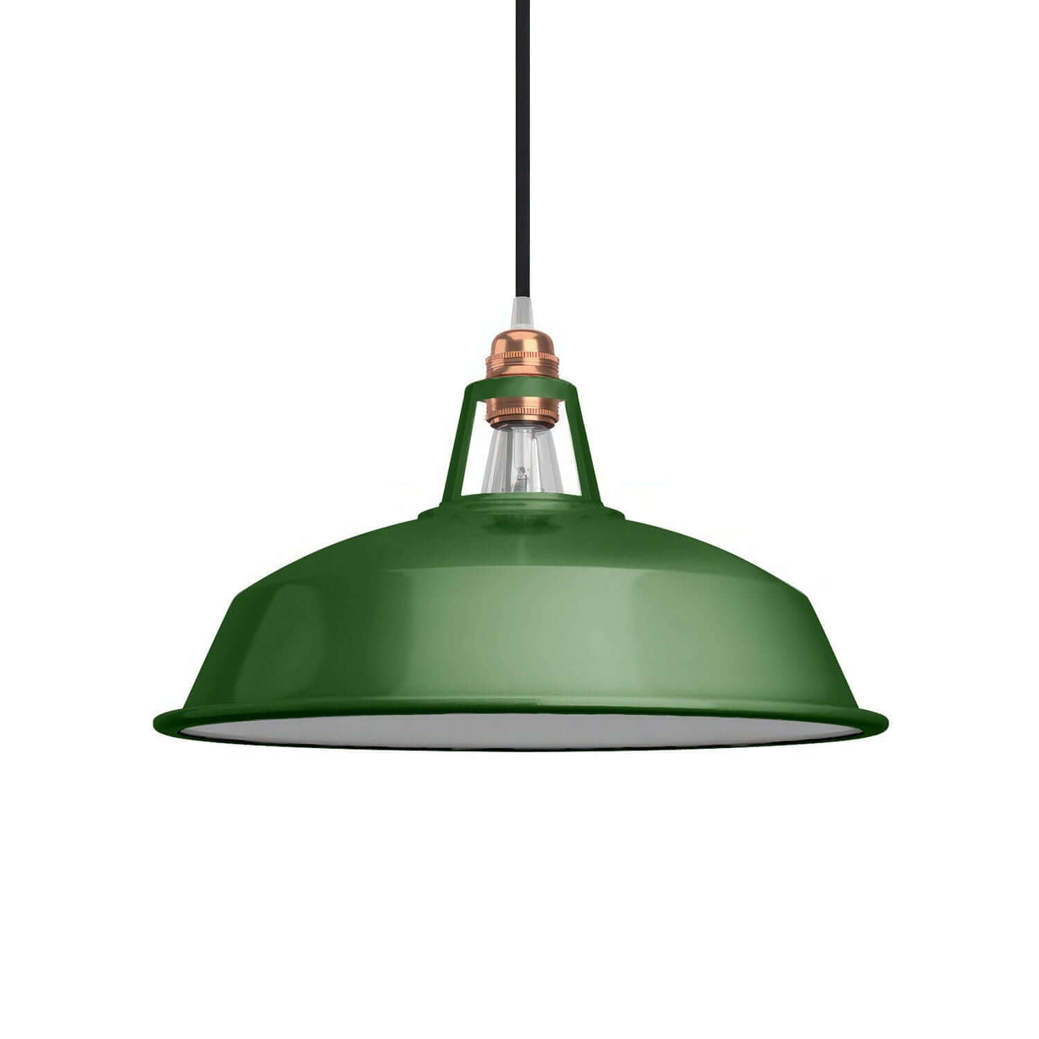 Harbour lampshade in enameled metal with E27 fitting, Ø 38 cm - Green –  Creative Cables, image size:1500x1500