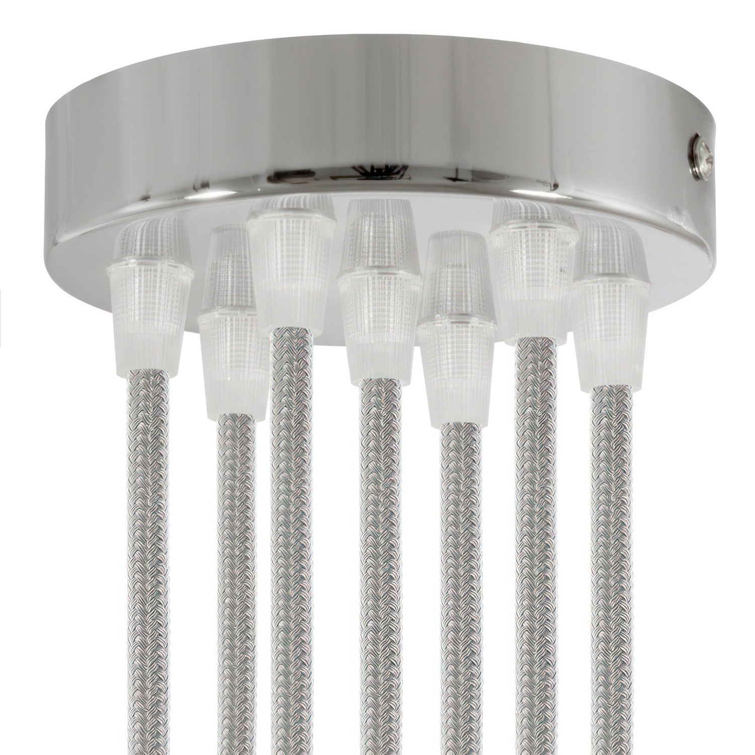 Classic 7-hole Round Metal Ceiling Canopy Kit - Chrome