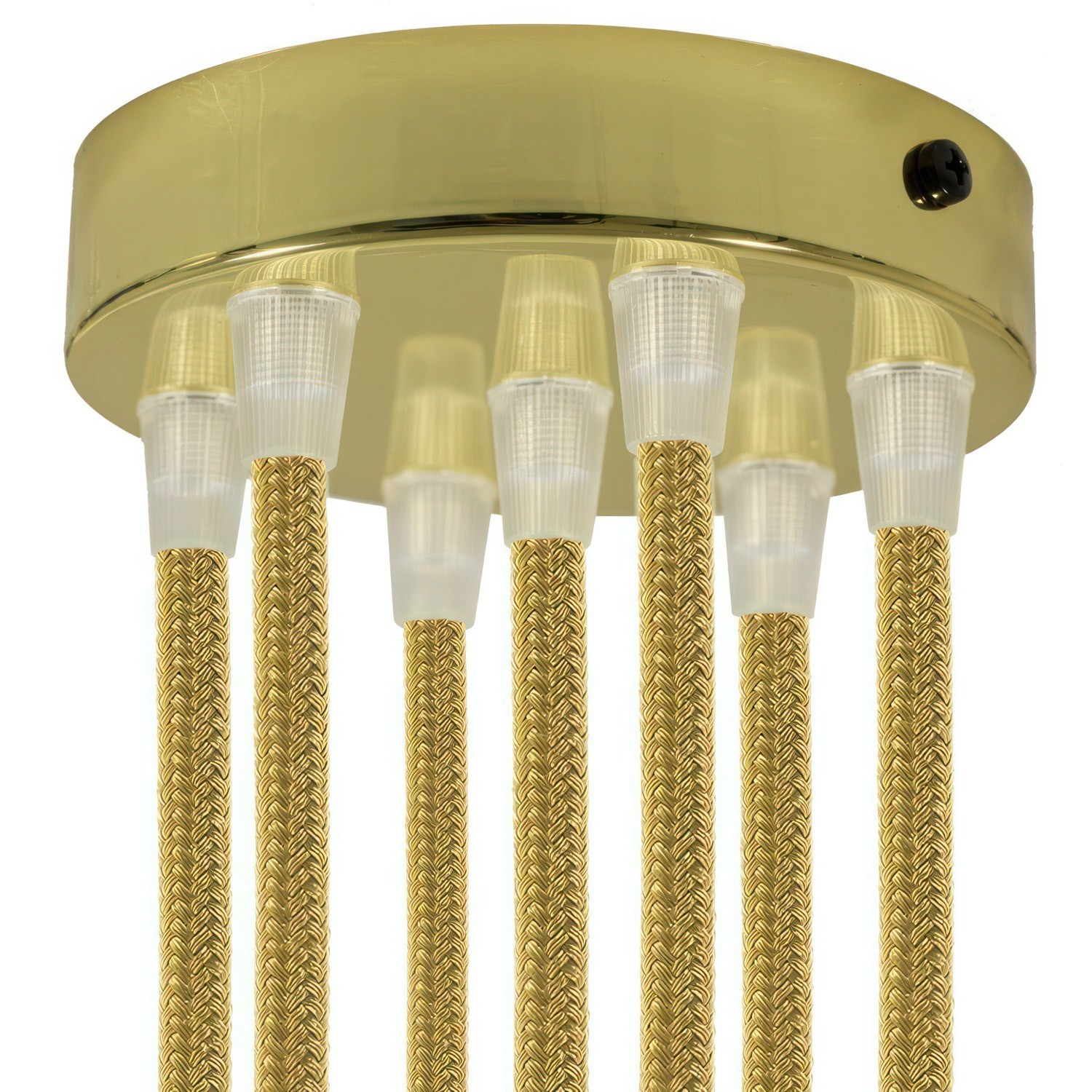 Classic 7-hole Round Metal Ceiling Canopy Kit - Brass