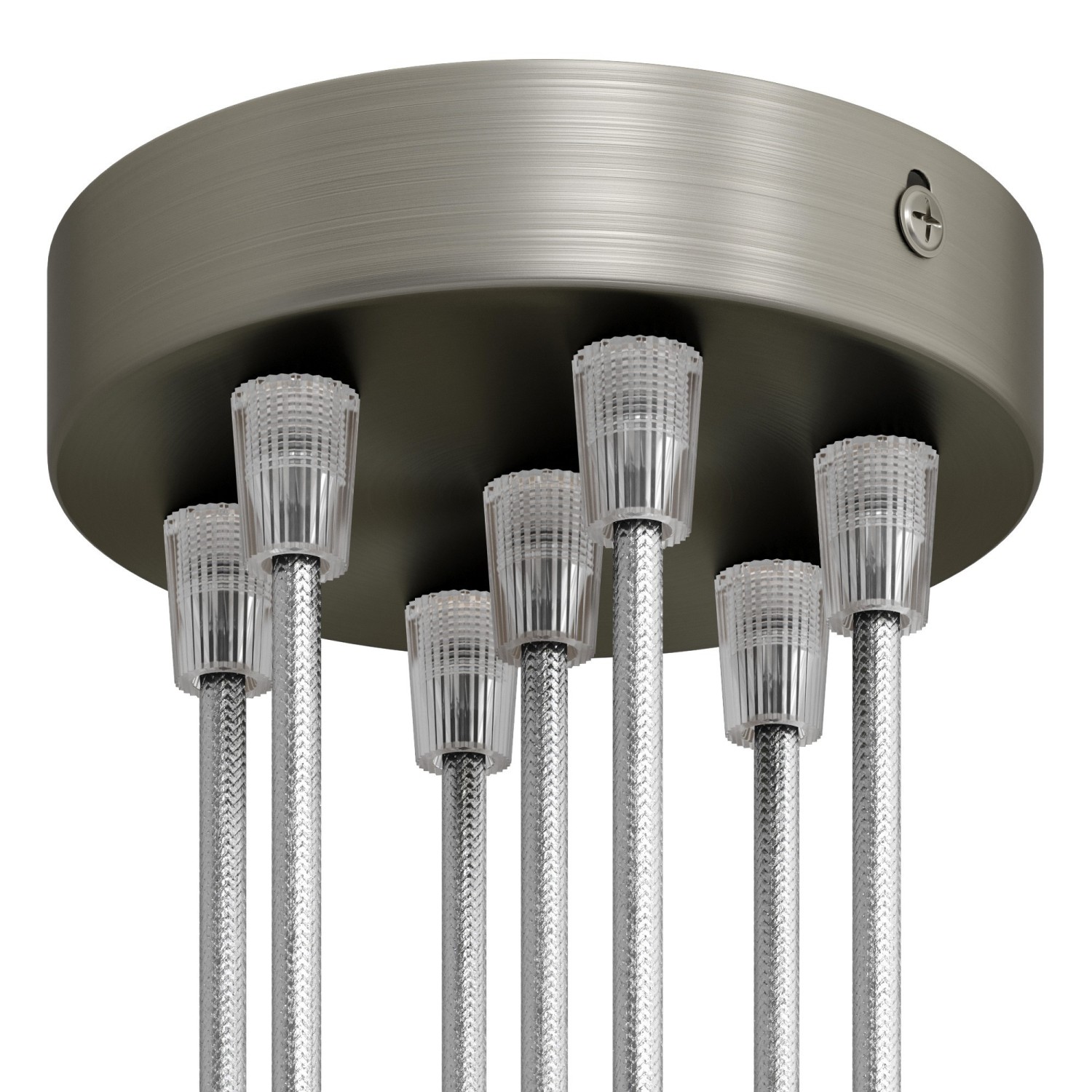 Classic 7-hole Round Metal Ceiling Canopy Kit - Brushed titanium
