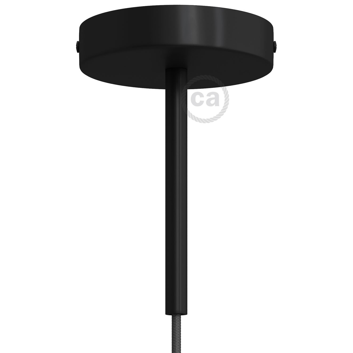 Classic Round Metal Ceiling Canopy Kit - With 5.9" Long Strain Relief - Black