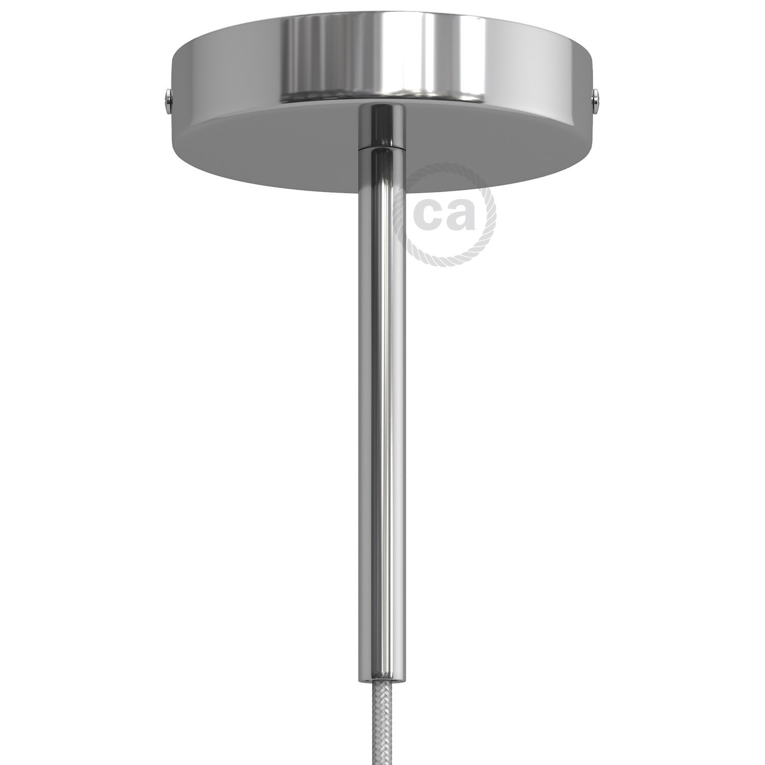 Classic Round Metal Ceiling Canopy Kit - With 5.9" Long Strain Relief - Chrome