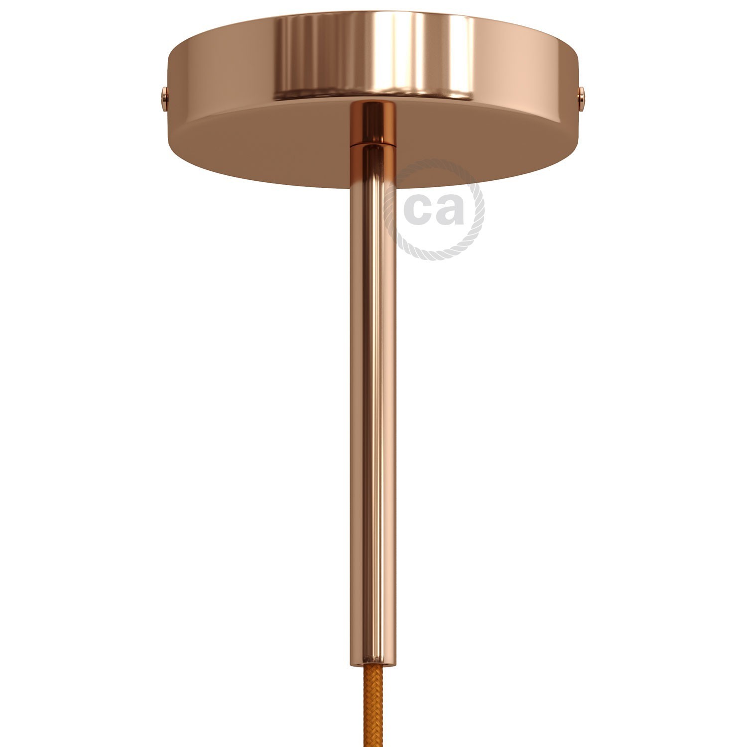Classic Round Metal Ceiling Canopy Kit - With 5.9" Long Strain Relief - Copper