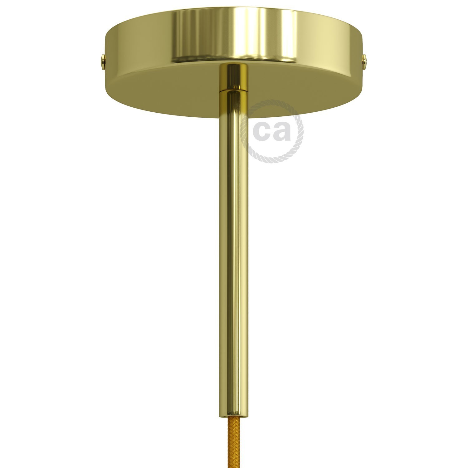 Classic Round Metal Ceiling Canopy Kit - With 5.9" Long Strain Relief - Brass