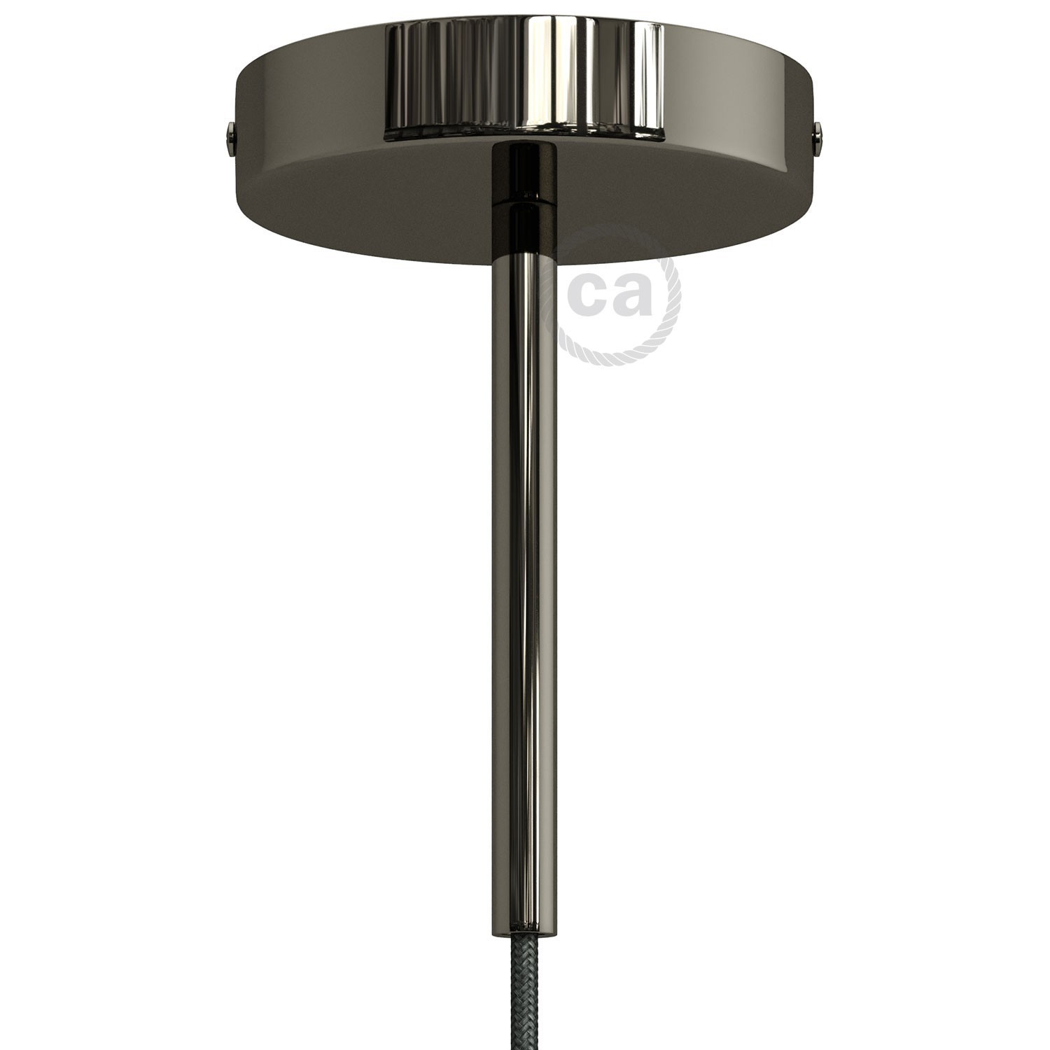 Classic Round Metal Ceiling Canopy Kit - With 5.9" Long Strain Relief - Black pearl