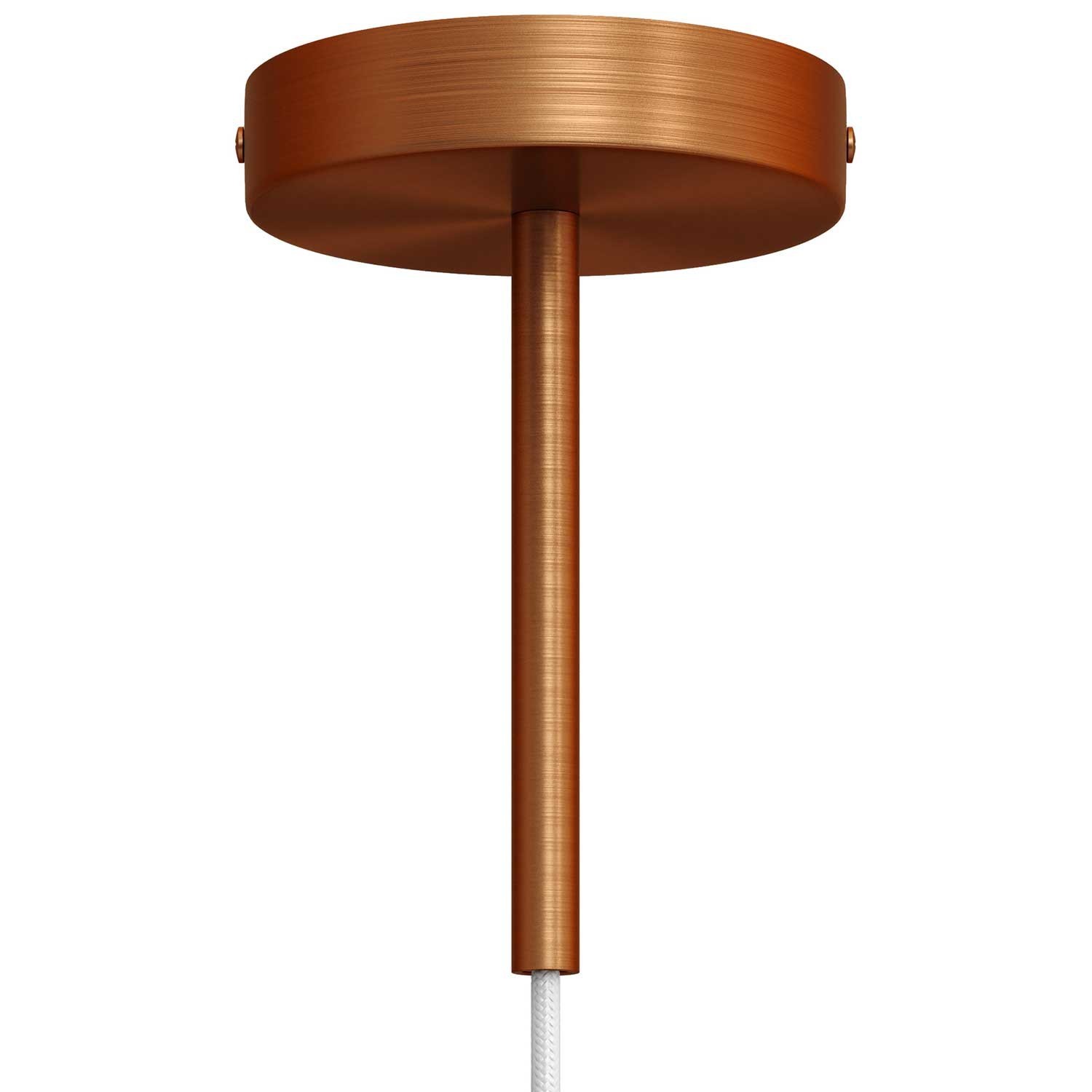 Classic Round Metal Ceiling Canopy Kit - With 5.9" Long Strain Relief - Brushed copper