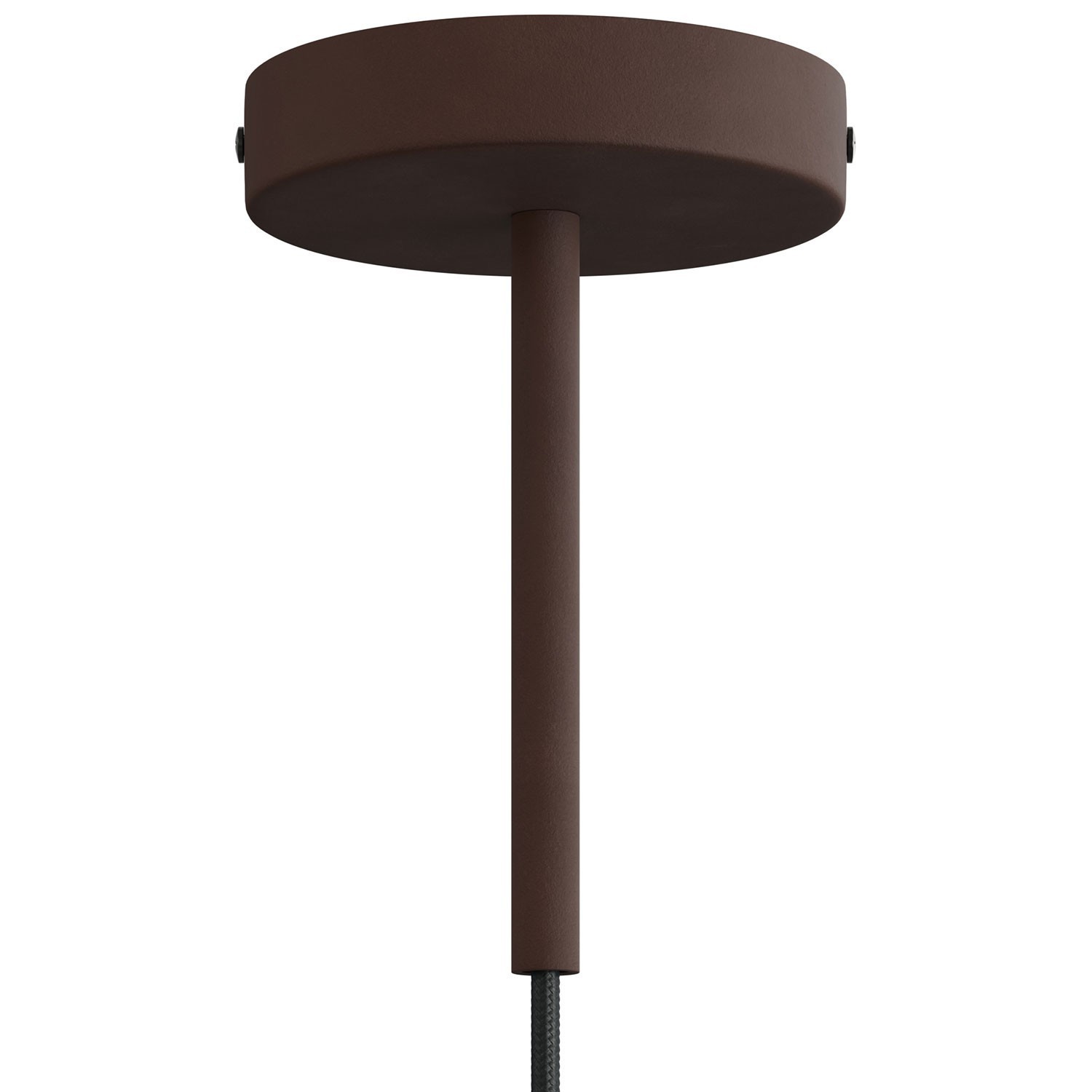 Classic Round Metal Ceiling Canopy Kit - With 5.9" Long Strain Relief - Painted dark rust