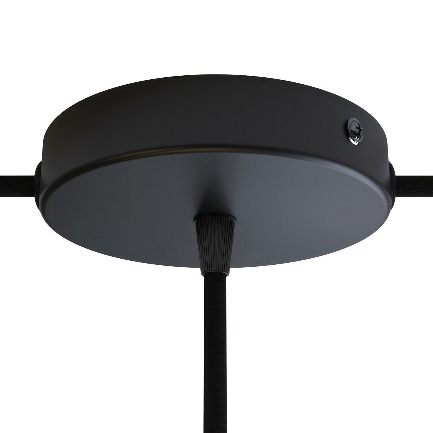 Classic 2 Side Hole Round Metal Ceiling Canopy Kit - Center hole & 2 side holes - Black