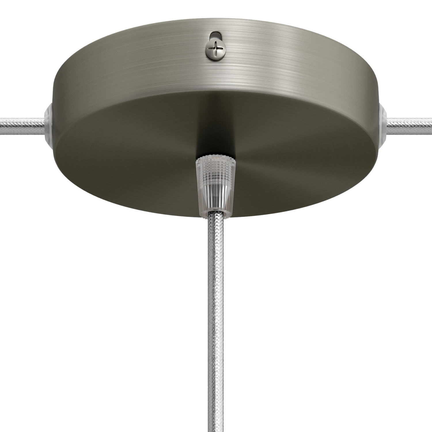 Classic 2 Side Hole Round Metal Ceiling Canopy Kit - Center hole & 2 side holes - Brushed titanium