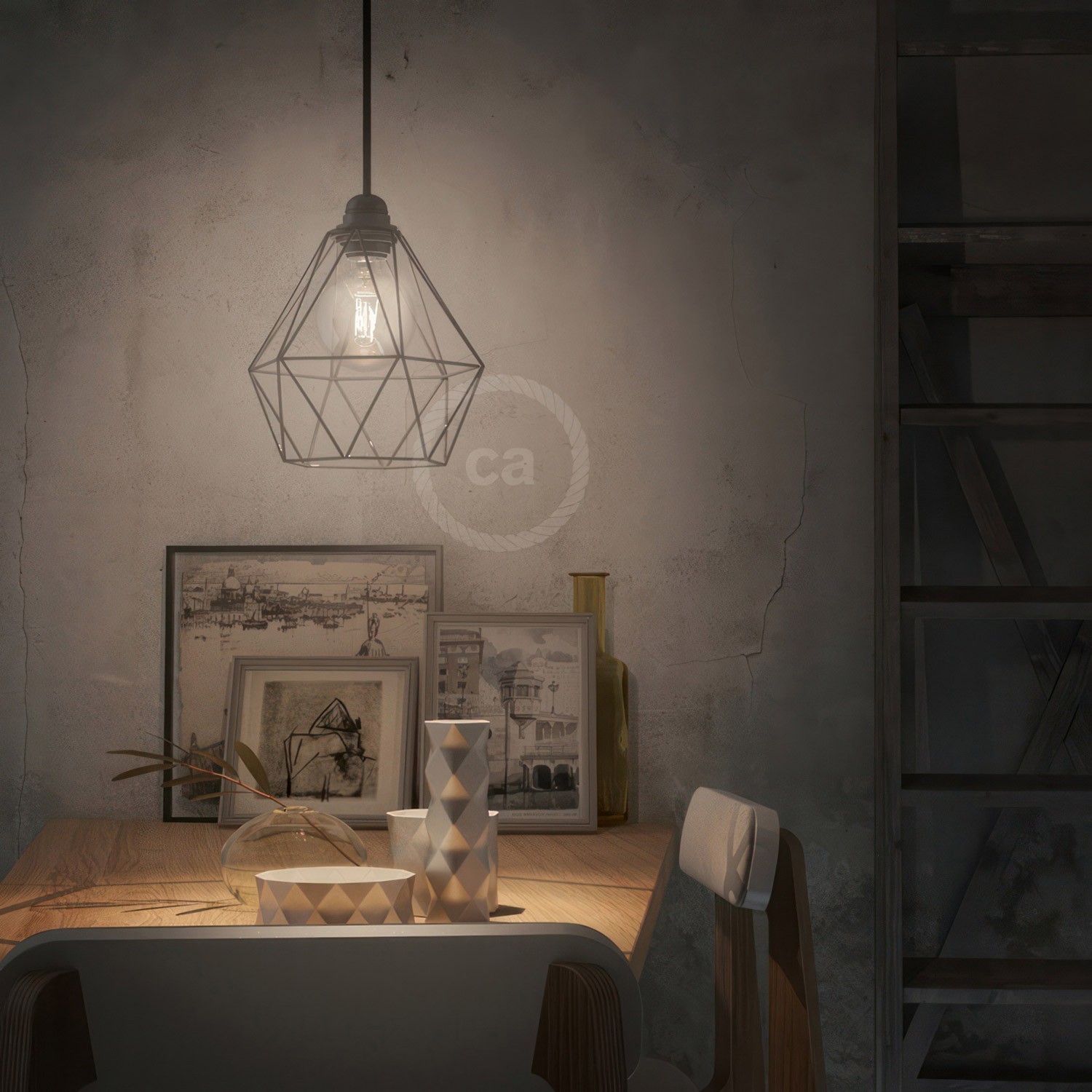 Diamond Cage Metal Pendant Shade | Sleek Industrial Look