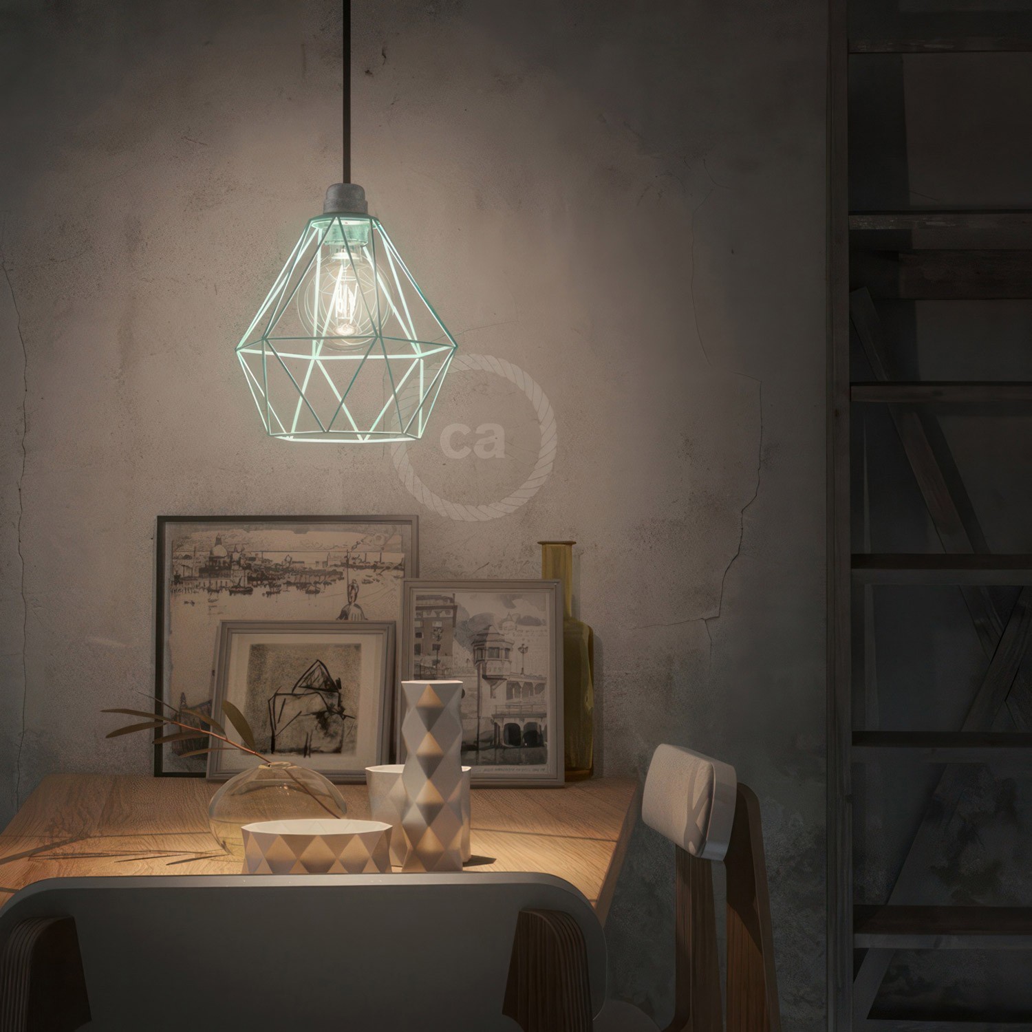 Diamond Cage Metal Pendant Shade | Sleek Industrial Look