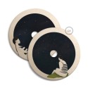 UFO Wooden Pendant Lamp Shade | Illustrated Art | 12.99 Inches Diameter