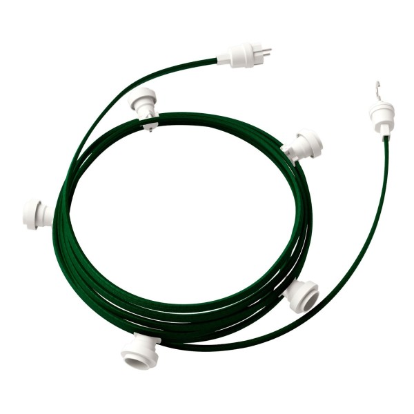 Ready-to-use 25ft String Light with 5 white Sockets, Hook and Plug