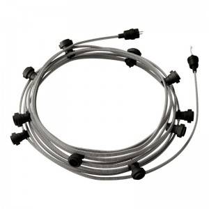 Ready-to-use 40ft String Light with 5 black Sockets, Hook and Plug