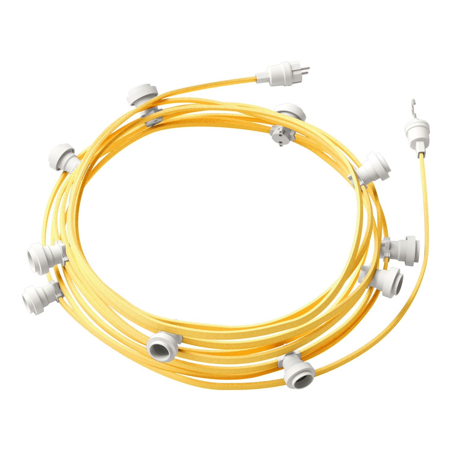 Ready-to-use 40ft String Light with 5 white Sockets, Hook and Plug