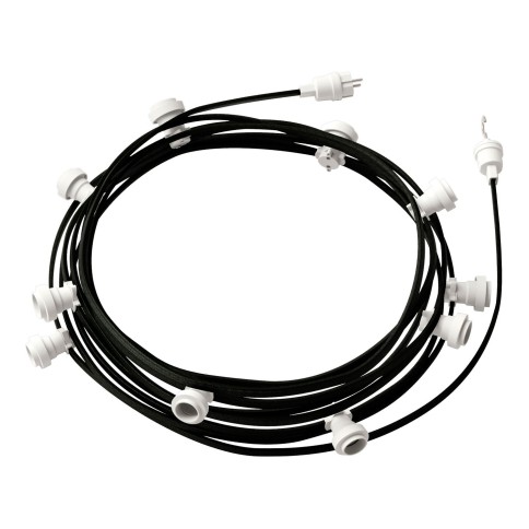 Ready-to-use 40ft String Light with 5 white Sockets, Hook and Plug