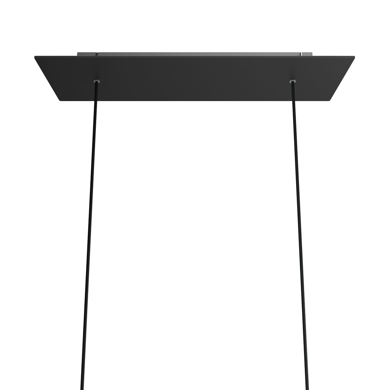 2 hole - EXTRA LARGE Rectangular Ceiling Canopy Kit - Rose One System, 675 x 225 mm Cover - Matt Black Dibond