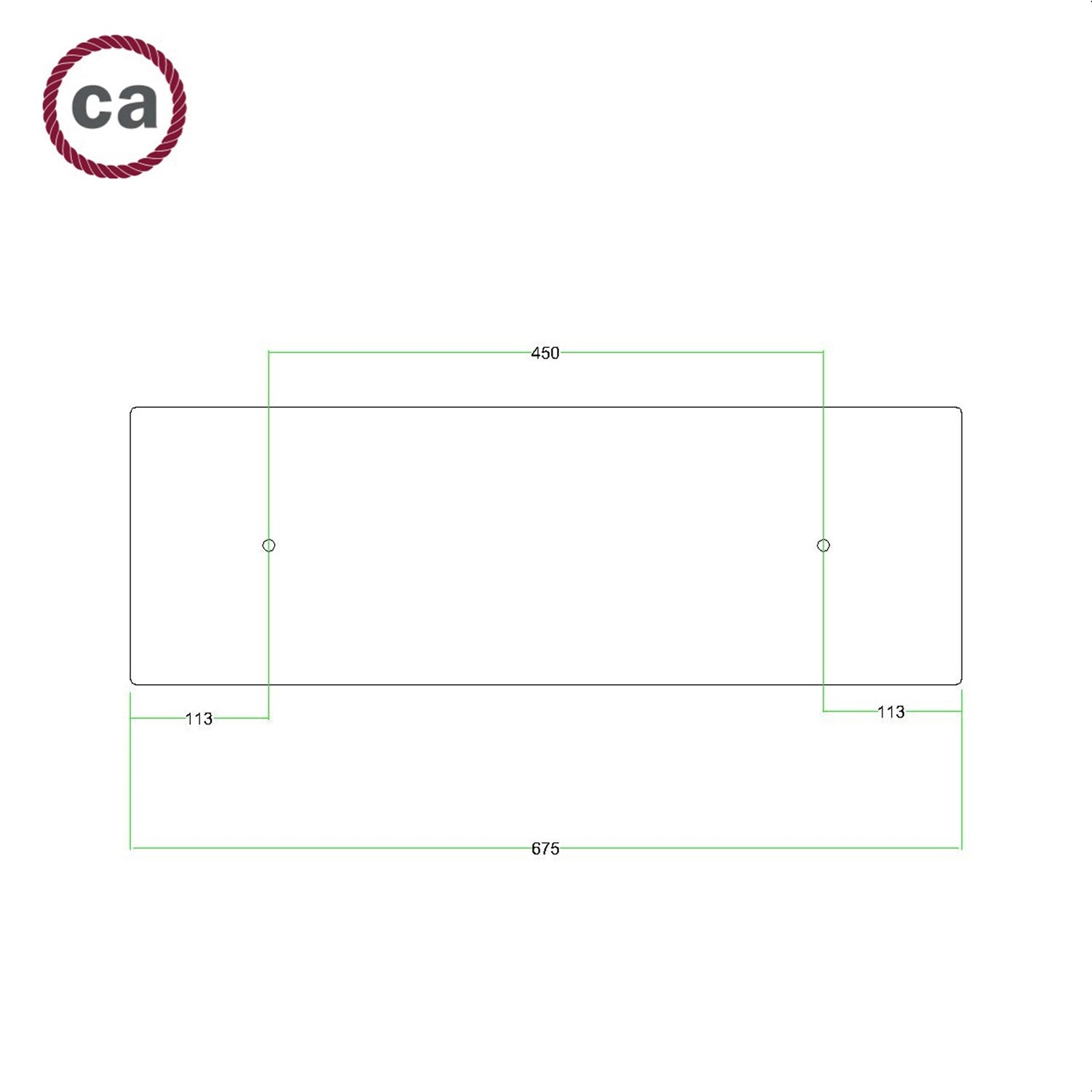 2 hole - EXTRA LARGE Rectangular Ceiling Canopy Kit - Rose One System, 675 x 225 mm Cover