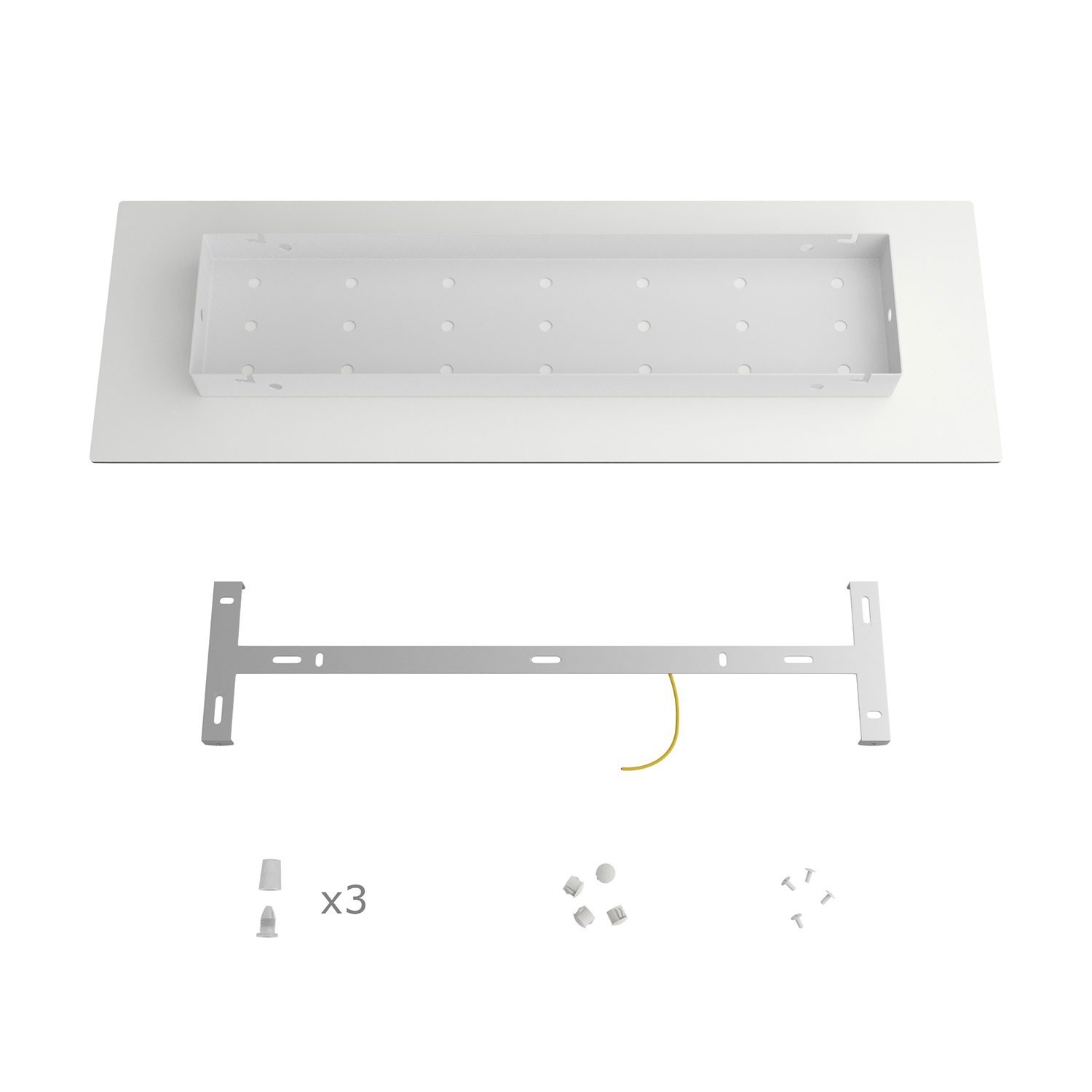 3 hole in line - EXTRA LARGE Rectangular Ceiling Canopy Kit - Rose One System, 675 x 225 mm Cover
