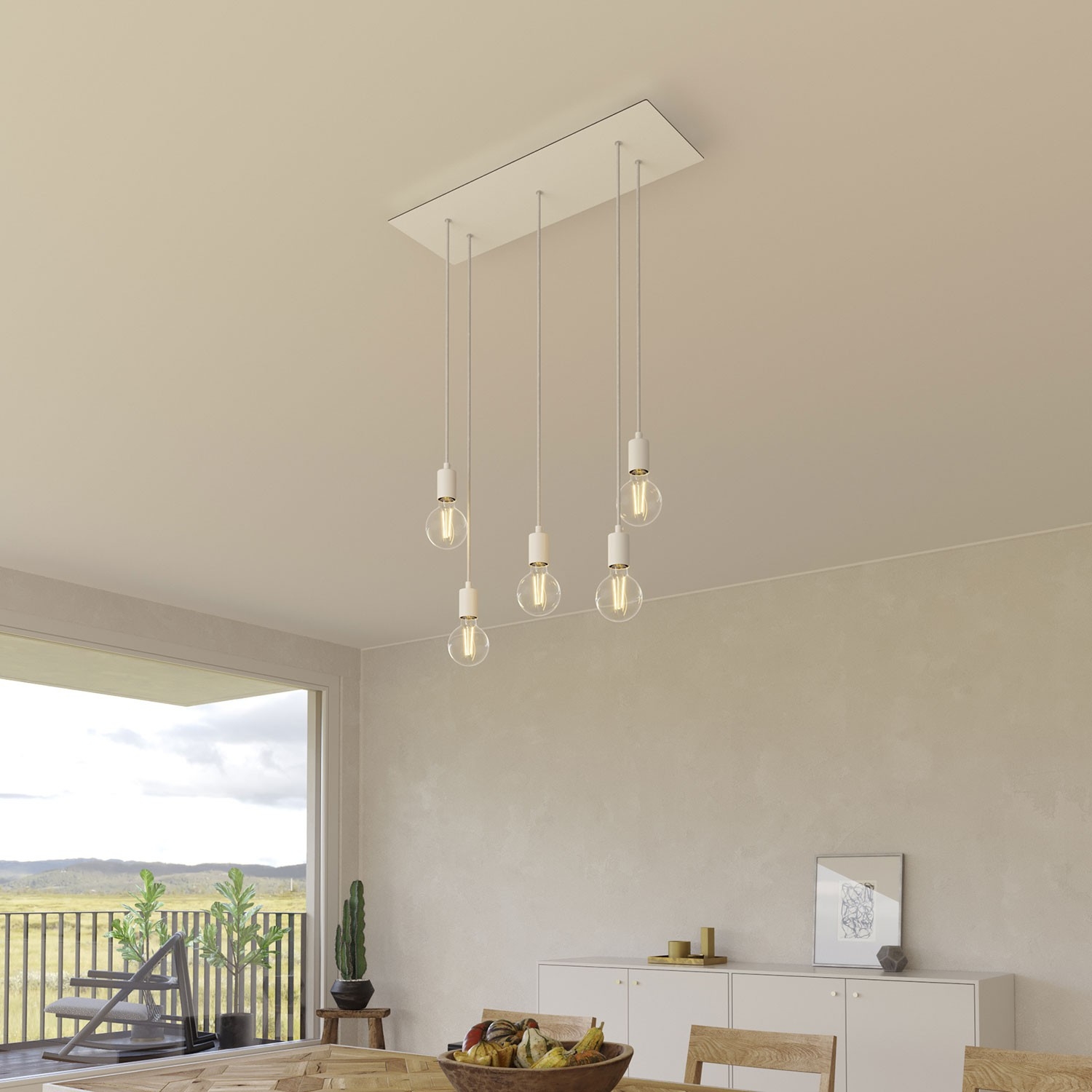 5 hole - EXTRA LARGE Rectangular Ceiling Canopy Kit - Rose One System, 675 x 225 mm Cover