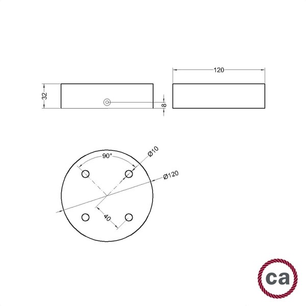 Cylindrical wooden 4-hole canopy Kit
