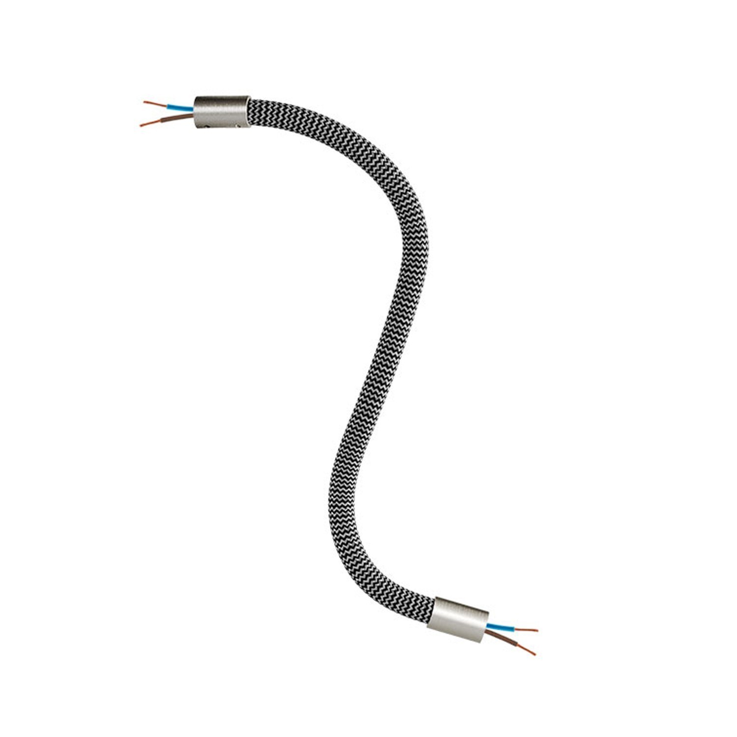 Kit Creative Flex tube flexible covered in Iron Black RZ30 fabric with metal terminals - Brushed titanium