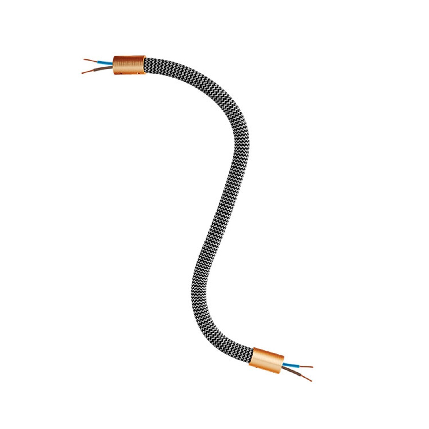 Kit Creative Flex tube flexible covered in Iron Black RZ30 fabric with metal terminals - Brushed copper