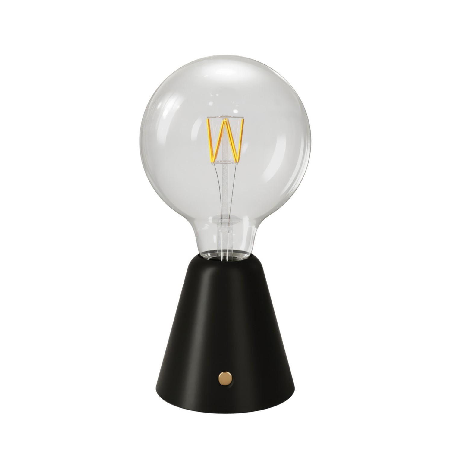 Portable and rechargeable Cabless01 LED lamp with G125 Globe light bulb - Black