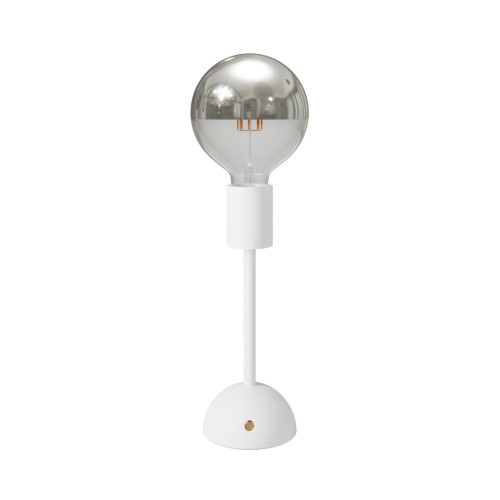 Portable and rechargeable Cabless02 Lamp with Silver Half Sphere light bulb - White