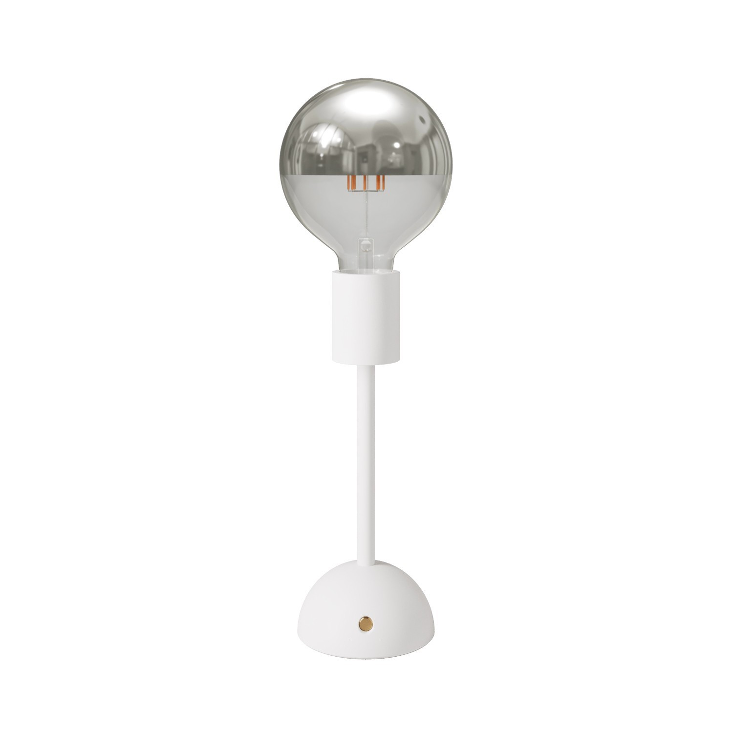 Portable and rechargeable Cabless02 Lamp with Silver Half Sphere light bulb - White