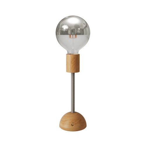 Portable and rechargeable Cabless02 Lamp with Silver Half Sphere light bulb - Neutral