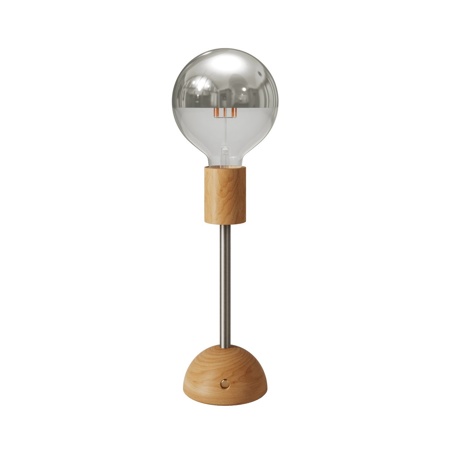 Portable and rechargeable Cabless02 Lamp with Silver Half Sphere light bulb - Neutral