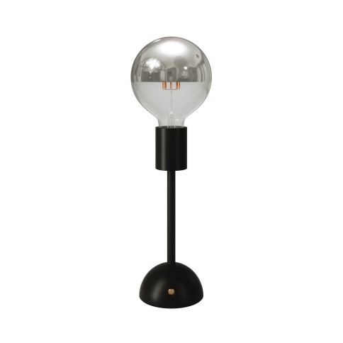 Portable and rechargeable Cabless02 Lamp with Silver Half Sphere light bulb