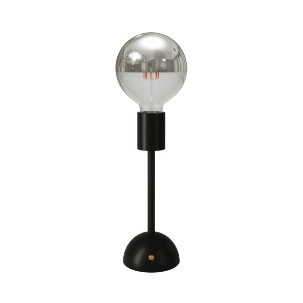 Portable and rechargeable Cabless02 Lamp with Silver Half Sphere light bulb