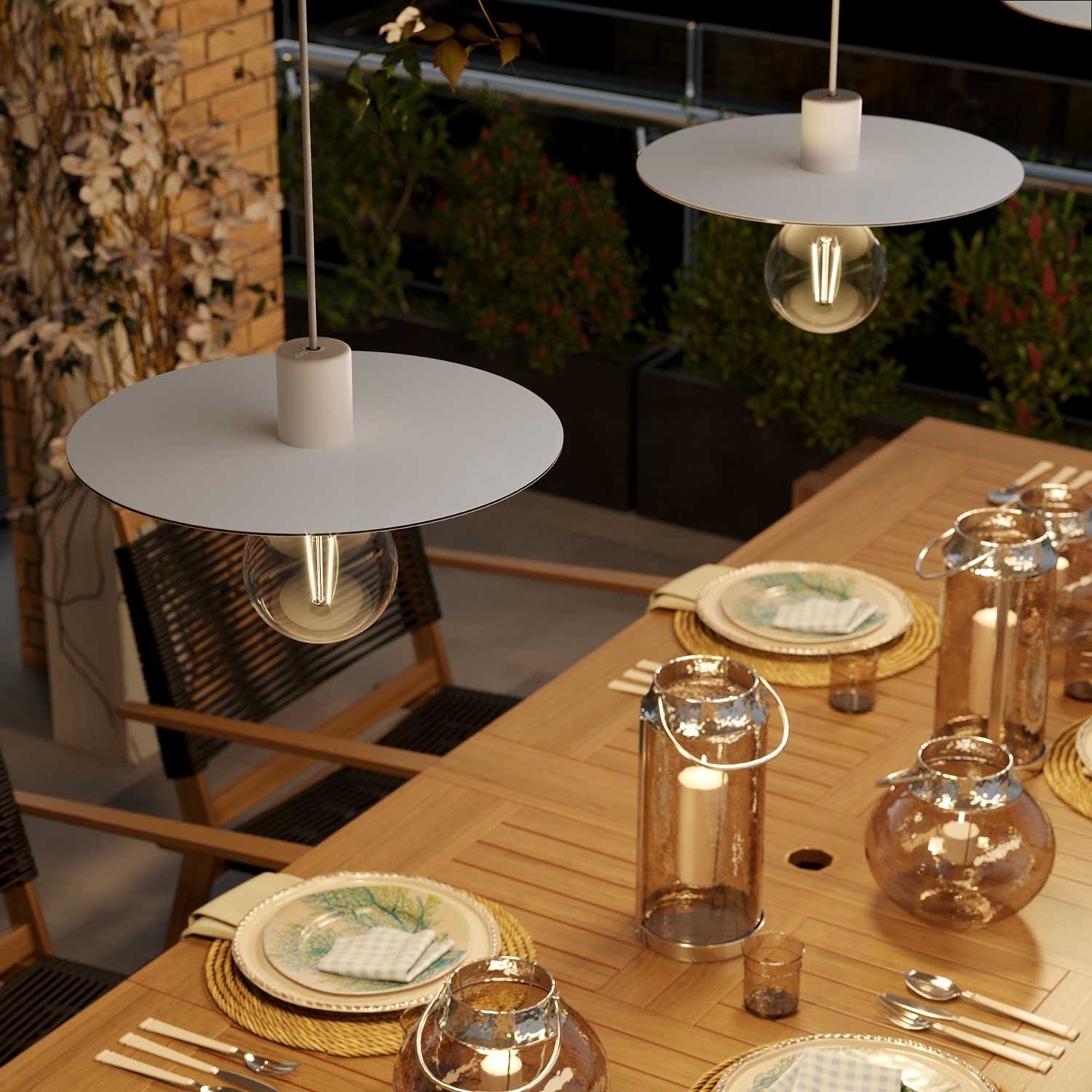 Oversize Ellepì flat lampshade in Dibond for outdoor pendant lighting, diameter 15,7" - Made in Italy