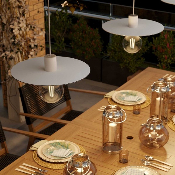 Oversize Ellepì flat lampshade in Dibond for outdoor pendant lighting, diameter 15,7" - Made in Italy