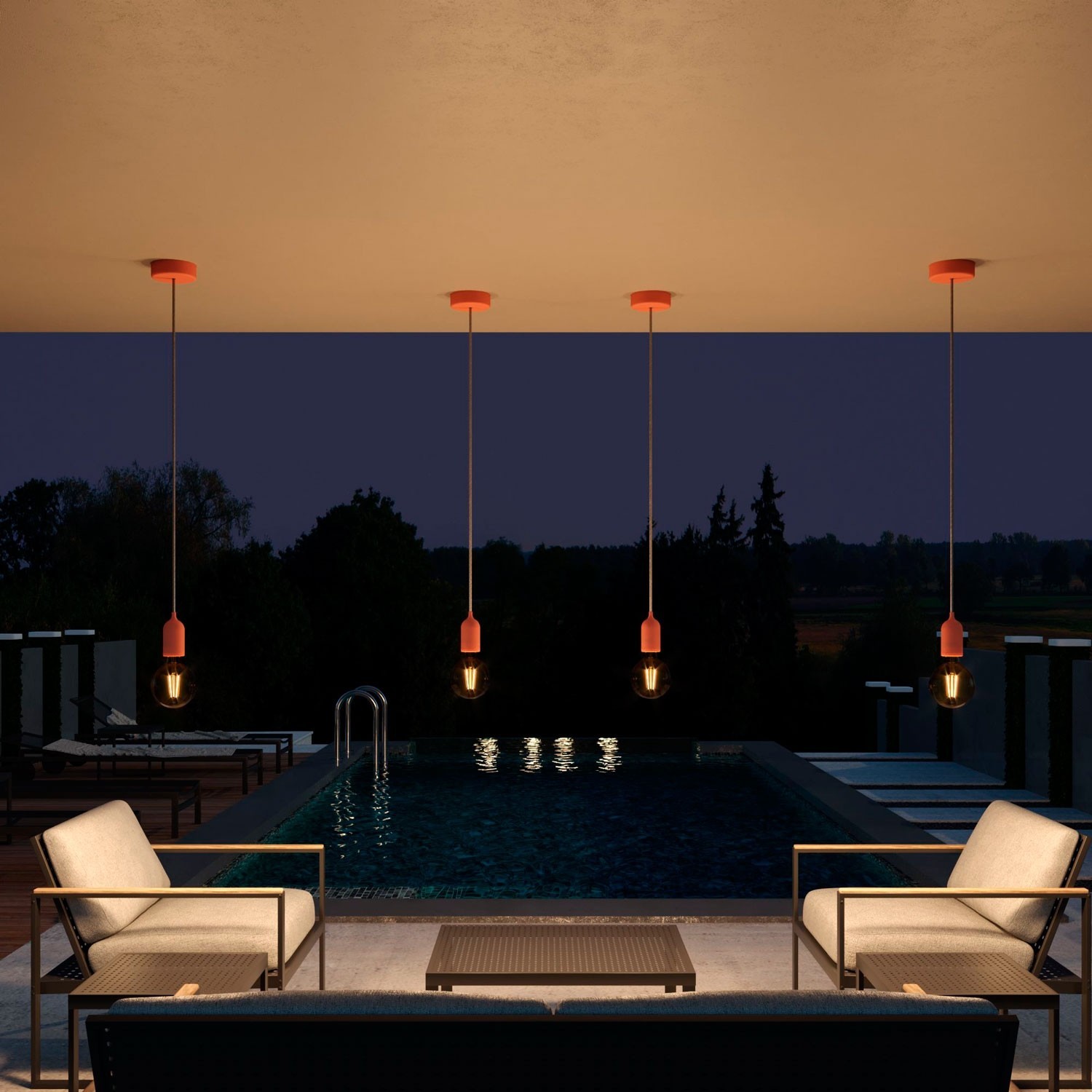 EIVA Cylindrical ceiling canopy kit suitable for wet locations - in soft touch silicone