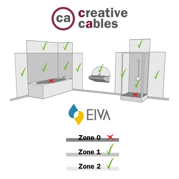 Fermaluce EIVA ELEGANT with L-shaped extension, ceiling canopy and socket for wet locations