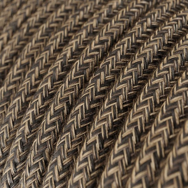 UV resistant round electric cable with natural Brown SN04 linen lining for outdoor use - Compatible with Eiva Outdoor