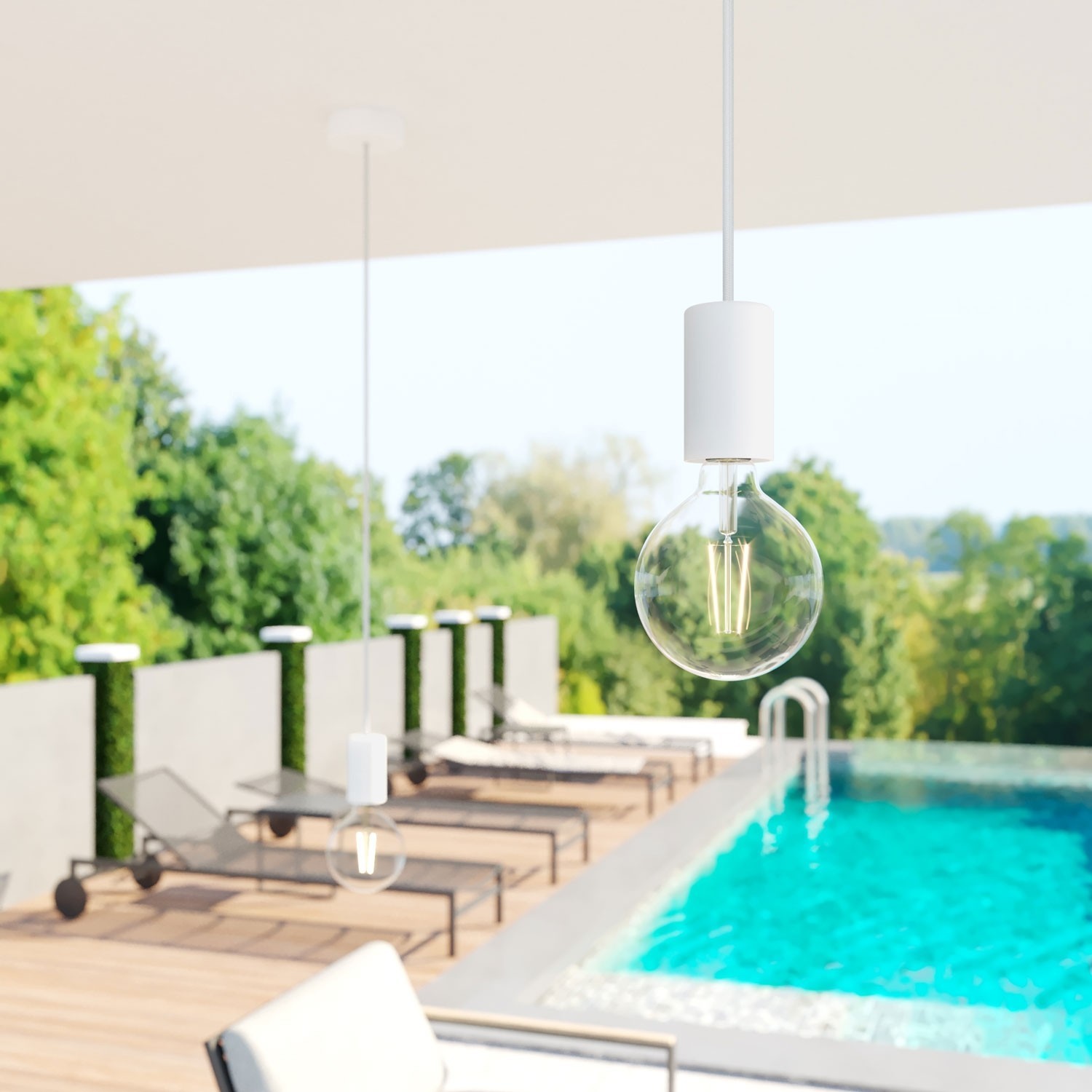 UV resistant round electric cable with White SM01 fabric lining for outdoor use - Compatible with Eiva Outdoor
