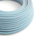 UV resistant round electric cable with zig-zag Turquoise SZ11 fabric lining for outdoor use - Compatible with Eiva Outdoor