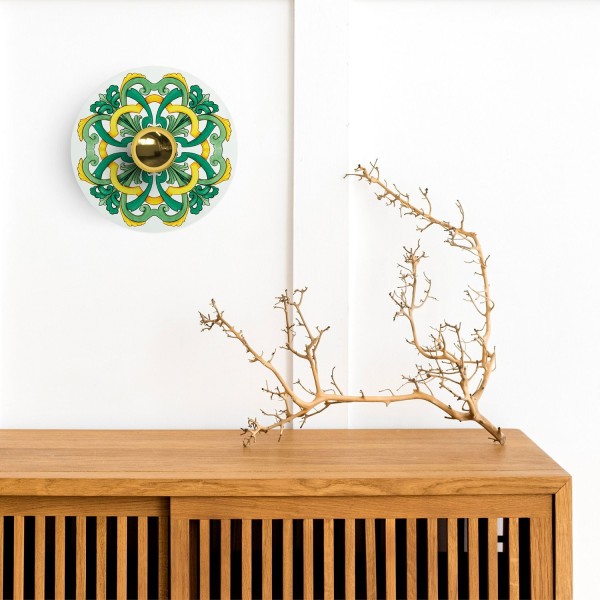 Mini Ellepì 'Maioliche' flat lampshade ideal for suspension and wall lamps or for string lights, 9,4" diameter - Made in Italy
