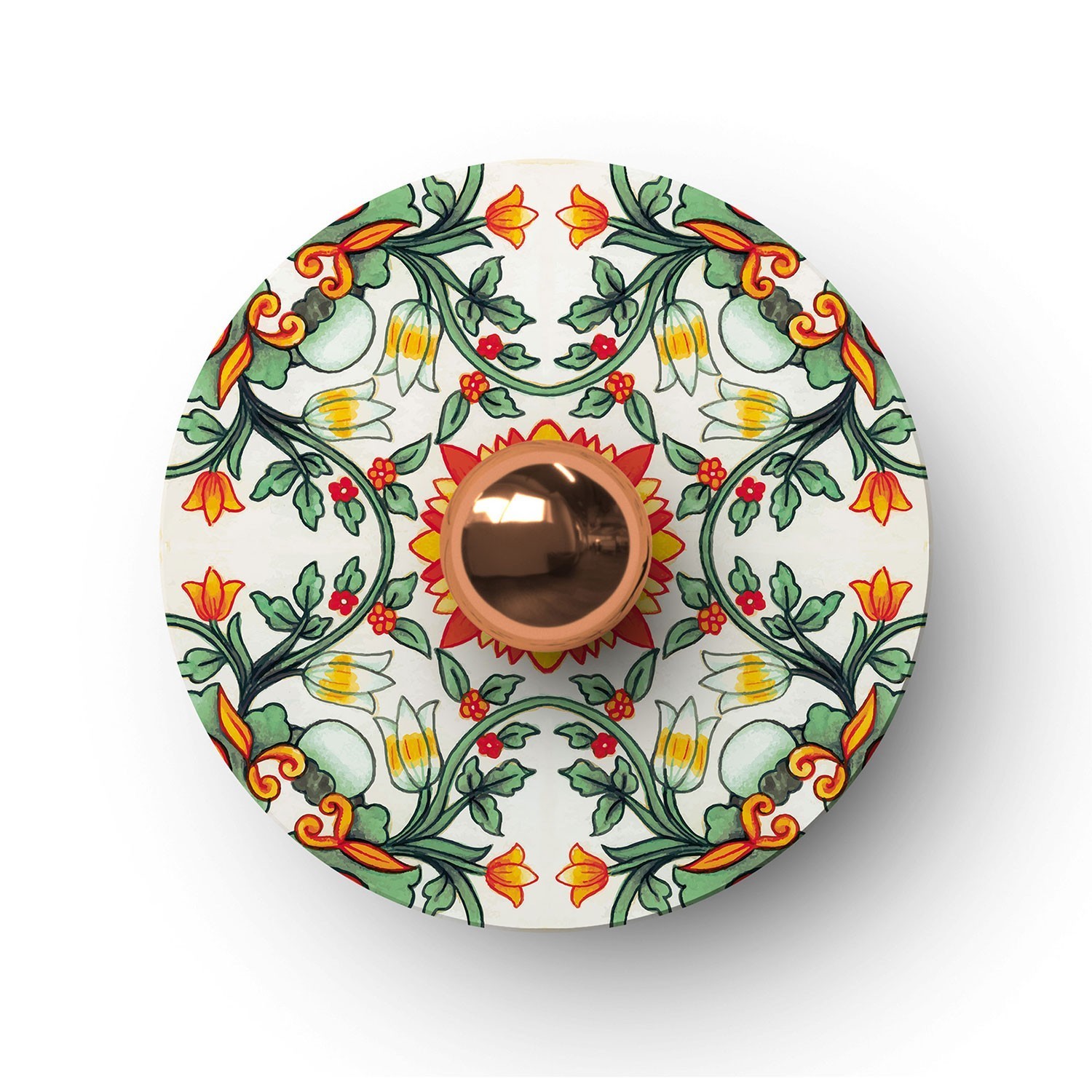 Mini Ellepì 'Maioliche' flat lampshade ideal for suspension and wall lamps or for string lights, 9,4" diameter - Made in Italy