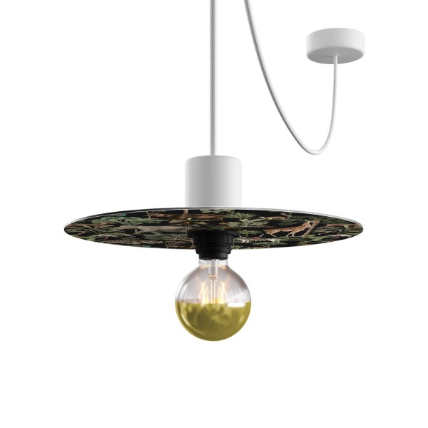 Ellepì mini flat lampshade with jungle animals 'Wildlife Whispers', 9,4" diameter - Made in Italy