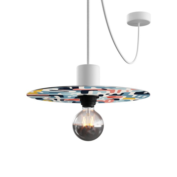 Ellepì mini flat lampshade with geometric designs 'Kaleidoscope', 9,4" diameter - Made in Italy