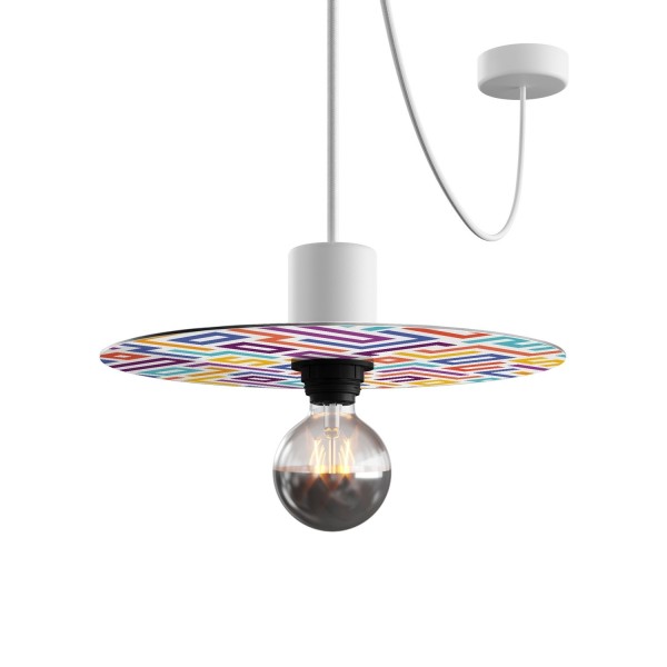 Ellepì mini flat lampshade with geometric designs 'Kaleidoscope', 9,4" diameter - Made in Italy