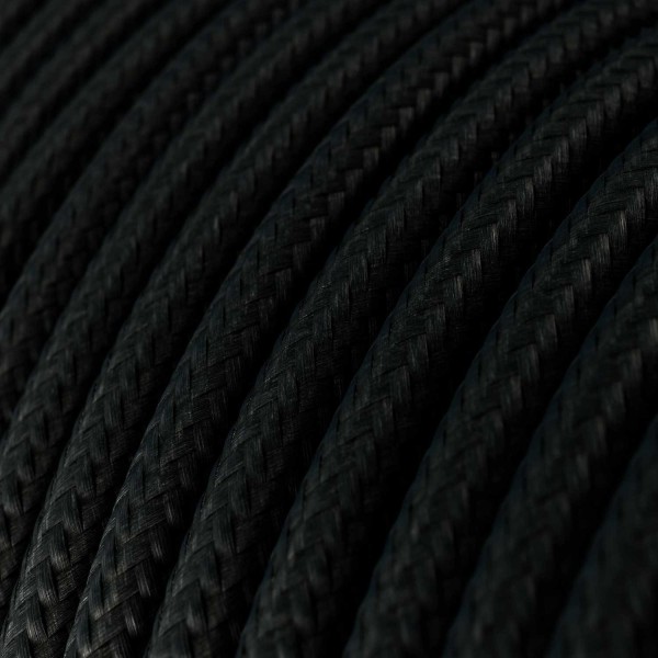 Pendant lamp with textile cable and contrasting metal details