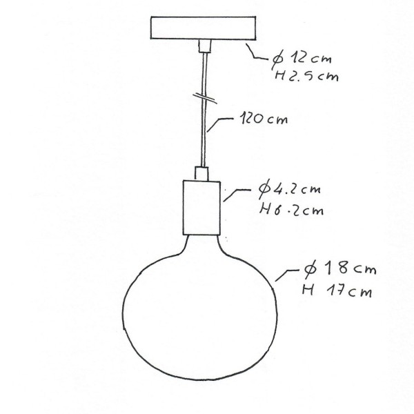 Pendant lamp with textile cable and contrasting metal details