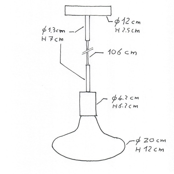 Pendant lamp with textile cable, metal details and 7cm cable clamp