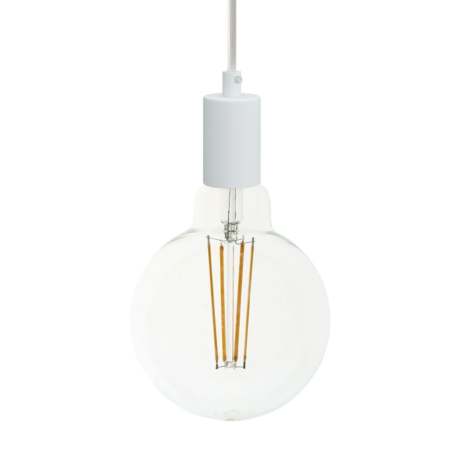 Pendant lamp with textile cable and monochrome metal details